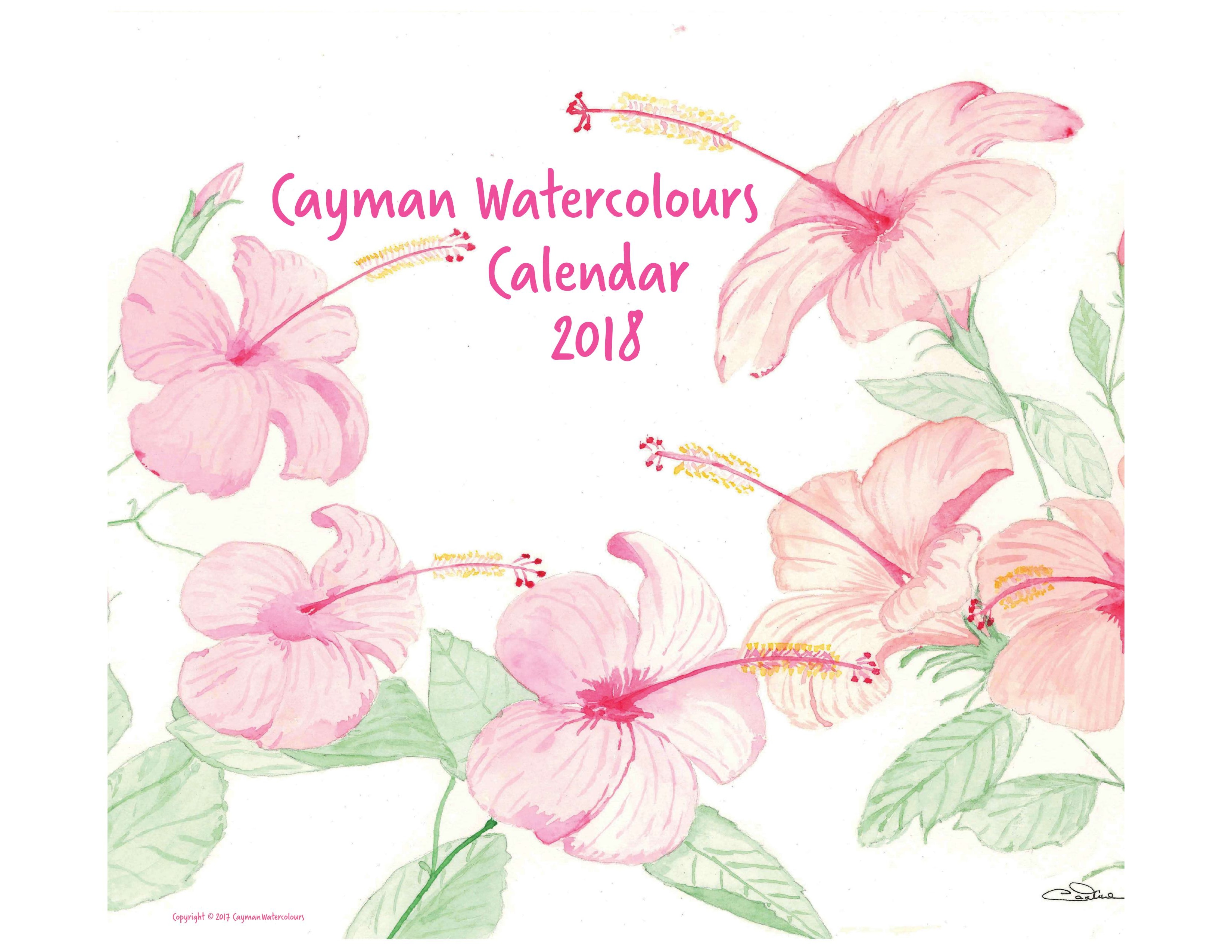 2018 Cayman Watercolours Calendar cover